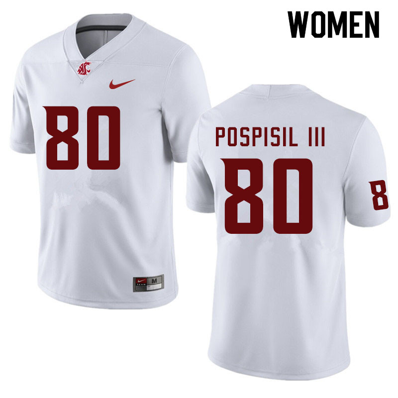 Women #80 Billy Pospisil III Washington State Cougars College Football Jerseys Sale-White